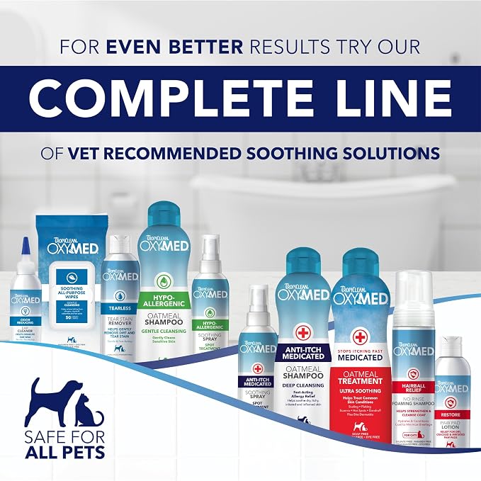 TropiClean OxyMed Hypoallergenic Hot Spot Treatment for Dogs, Dog Allergy Relief Spray, Gently Soothes Skin Irritation, Helps Alleviate Scratching, Chewing & Licking, Safe for Cats, 8oz.