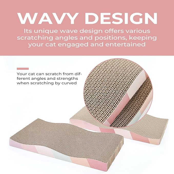 SIDAZON Cat Scratch Pad Cardboard cat scratchers for Indoor Cats Reversible Large Wide Corrugated with Catnip(1pcs)