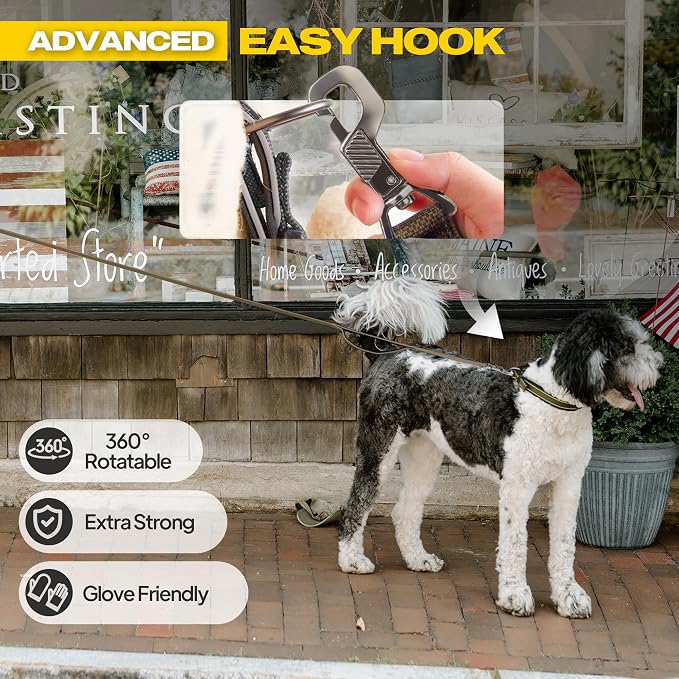 Fida 10ft Heavy Duty Dog Leash with 2 Comfortable Padded Handles, Traffic Handle & Advanced Easy Snap Hook, Reflective Walking Lead for Large, Medium & Small Breed Dogs, Brown