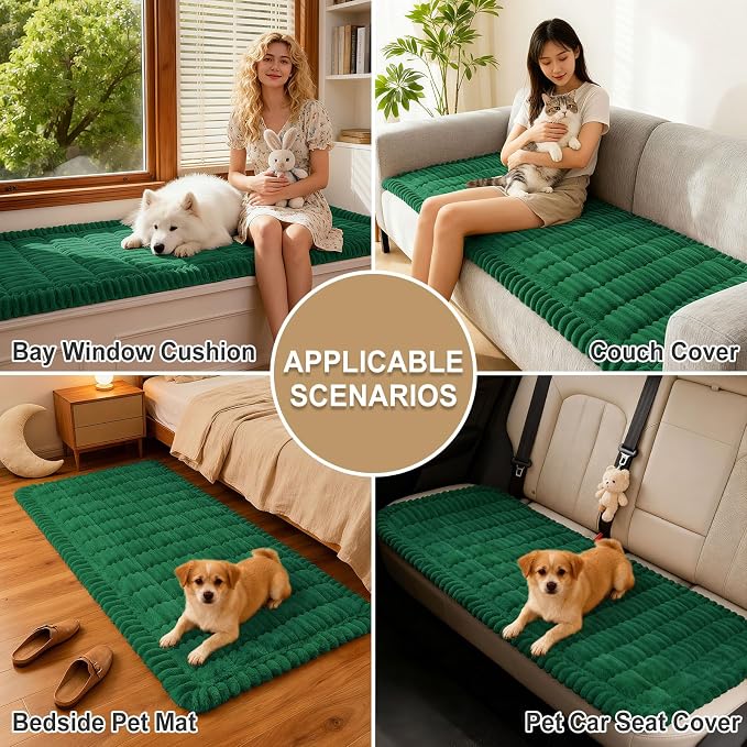 hyha Couch Cover for Dogs Washable, Non Slip Thick Flannel Sofa Protector, Pet Friendly Plush Furniture Cover for Sectional Sofa & Loveseat (Turquoise, 35.4" x 82.7")