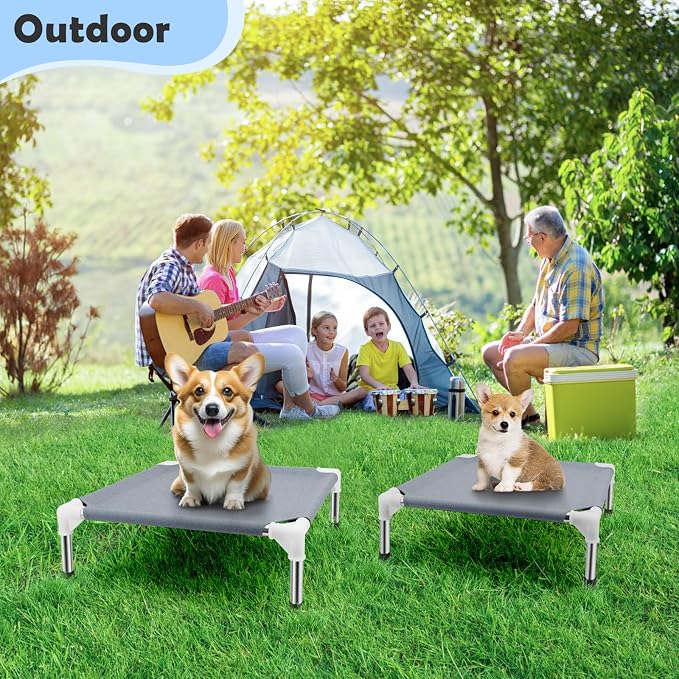 Elevated Dog Bed for Small Dogs, Outdoor Cooling Dog Bed Cot for Small Pets, Indoor Detachable Raised Dog Bed with Non-Slip Feet(20" L x 20" W x 6.5" Th)