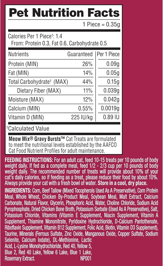 Meow Mix Gravy Bursts Chicken Flavored Cat Treats, 6.3 Oz. Bags (Pack of 5)