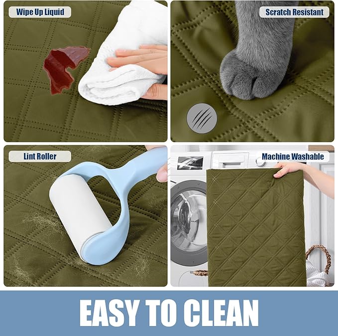 Smiry Waterproof Dog Bed Cover Pet Blanket, Soft Washable Dog Blanket for Furniture Bed Couch Sofa Reversible, Checkered (30"x53", Green/Navy)