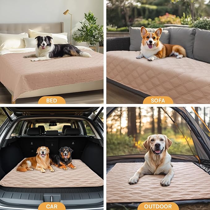 Luciphia 100% Waterproof Couch Cover Blanket for Dogs Anti-Slip Pet Couch Protector Sofa Mat Puppy Cat Blanket with Non-Slip Bottom, Beige, 82x120 Inch