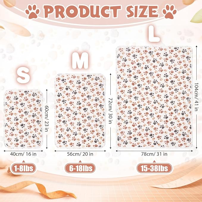 Tegeme 12 Pcs Pet Blankets 41 x 30 Inch Soft Fluffy Fleece Dog Cat Warm Paw Print Pattern Blankets Flannel Throw for Pets Dog Puppy Cat(White, Gray)
