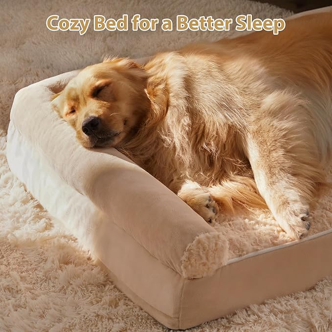 BFPETHOME Orthopedic Washable Dog Beds Large Sized Senior Dog for Comfy Sleeping with Removable Cover, Waterproof Big Soft Pet Couch Bed for Dogs Rerlax