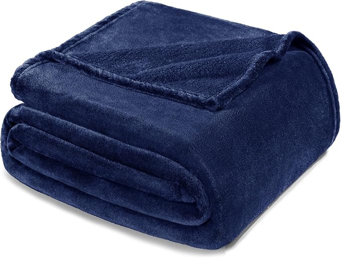 Exclusivo Mezcla Fleece Throw XL Blanket for Couch, Sofa, Super Soft and Warm Navy Blue Blankets, All Season, Cozy, Plush, Lightweight, 50x70 Inches