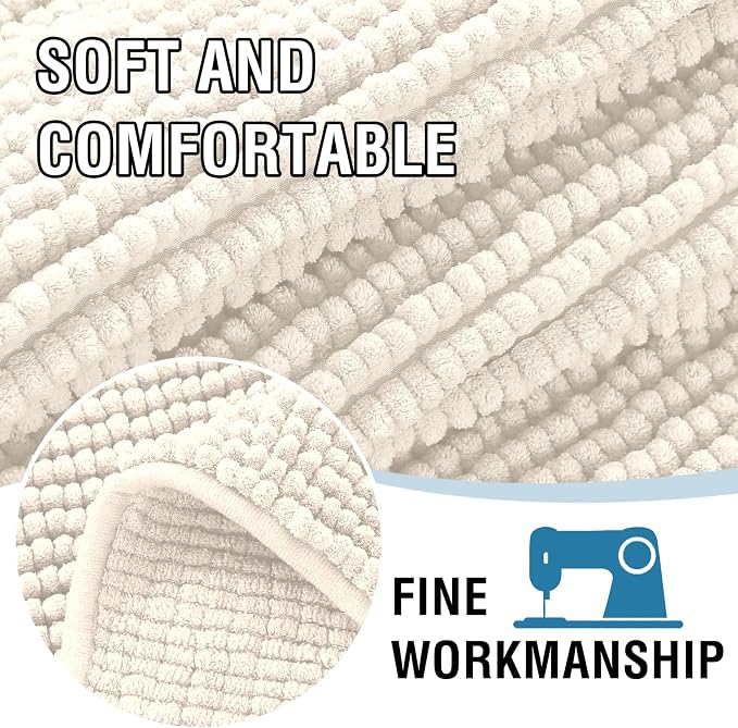 H.VERSAILTEX Plush Chenille Couch Cover for 3 Cushion Couch Anti Slip Washable Sofa Slipcovers Soft and Durable Furniture Protector for Dogs Cats Kids (27.5" x 71", Ivory)