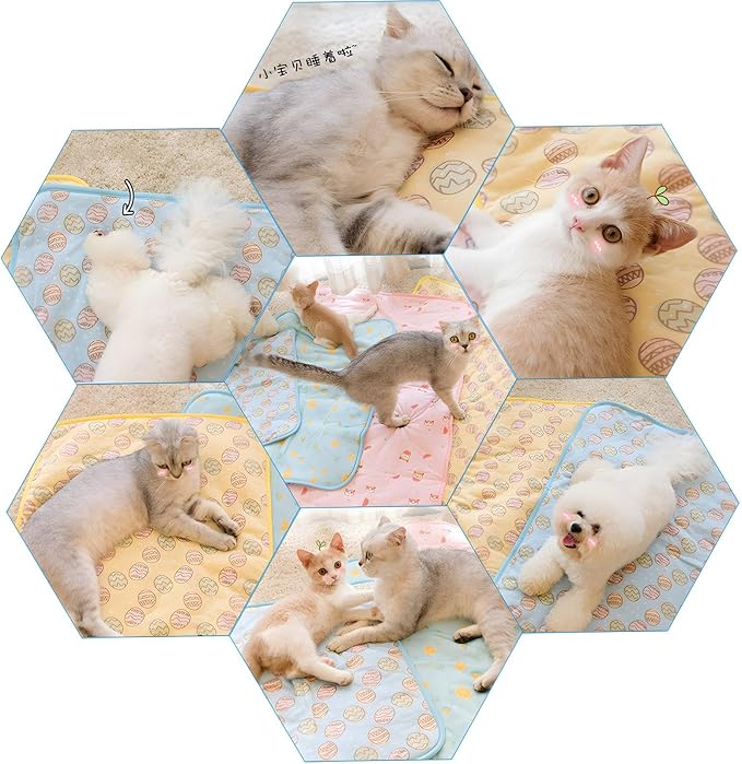 NACOCO Pet Cooling Mat Cat Dog Cushion Pad Summer Cool Down Comfortable Soft for Pets and Adults (S, Yellow)