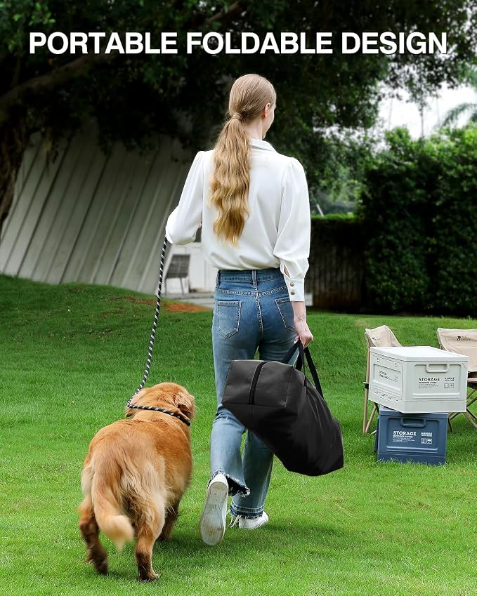 Veraste 42" L x 31" W x 31" H Collapsible Travel Dog Crate, Quick-Setup Portable Soft Dog Kennel for Large Dogs up to 90 lbs, 4-Door Foldable Travel Crate with Storage Bag, Black