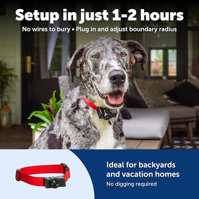 PetSafe Original Wireless Electric Fence for Dogs, Portable for Travel Covers Up to 1/2 Acre, Waterproof Collar for Pets 8lb+ with Tone/Static (Gray), from the Parent Company of Invisible Fence Brand