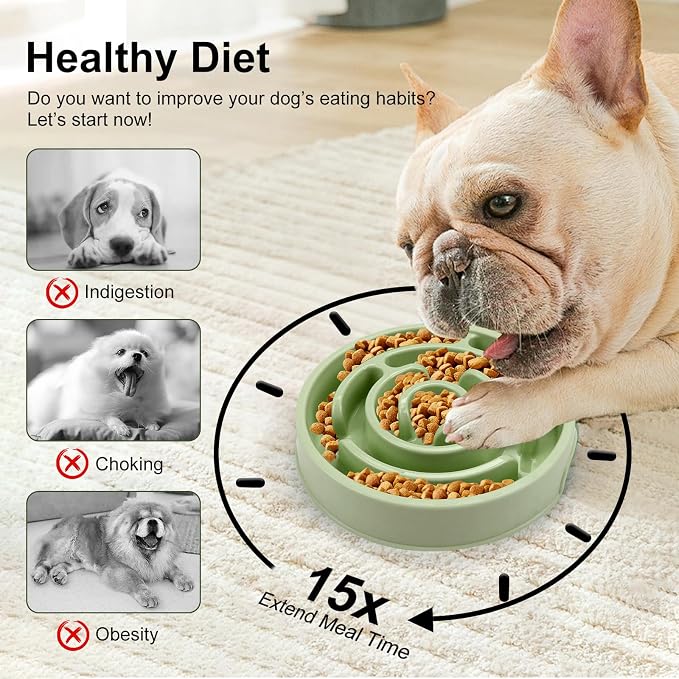 Slow Feeder Dog Bowls,Puzzle Dog Bowl with Anti-Slip, Slow Feeder & Non-Slip Design, Boredom and Anxiety Reducer, Suitable for All Breed Dogs and Cat