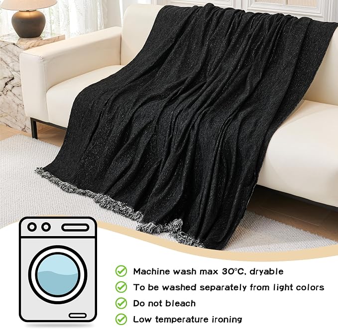 MYSKY HOME Couch Cover for Sectional Sofa, 2 Pieces Chenille Couch Covers for L Shape Sofa Cover, Furniture Protector for Pets, Kids, Sofa Slipcover for 2-3 Cushion Couch (71"x102"+71"x118", Black)