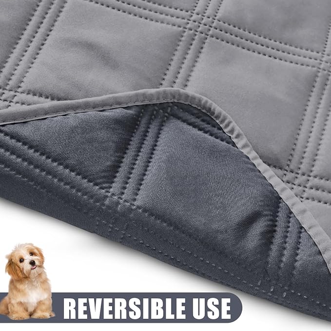 Smiry Waterproof Dog Bed Cover Blanket 30x53, Soft Reversible Pet Blanket, Washable Leakproof Cats Dogs Couch Cover for Sofa, Couch, Furniture, Grey/Dark Grey
