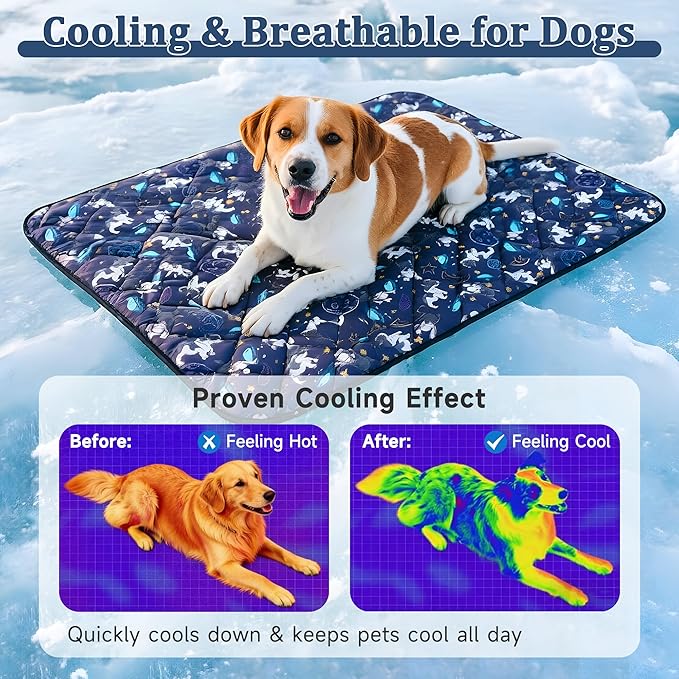 Premium Cooling Mat for Large Dogs - Washable Dog Cooling Throw Blanket，Durable Self Cool Pet Mat for Cat, Soft Summer Blanket for Hot Weather, 60''x80''
