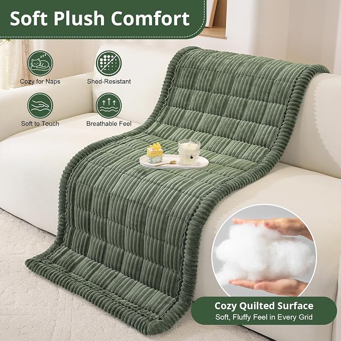 OstepDecor Couch Cover for Dogs, Washable Non Slip Sofa Cover for Pets, Soft Couch Covers for Sofa, Loveseat and Sectional, Furniture Protector Against Pet Hair & Scratches (35.4" x 35.4", Green)