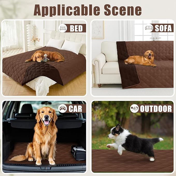 Smiry Waterproof Dog Bed Cover Blanket 30x82, Soft Reversible Pet Blanket, Washable Leakproof Cats Dogs Couch Cover for Sofa, Couch, Furniture, Lattice, Brown/Chocolate