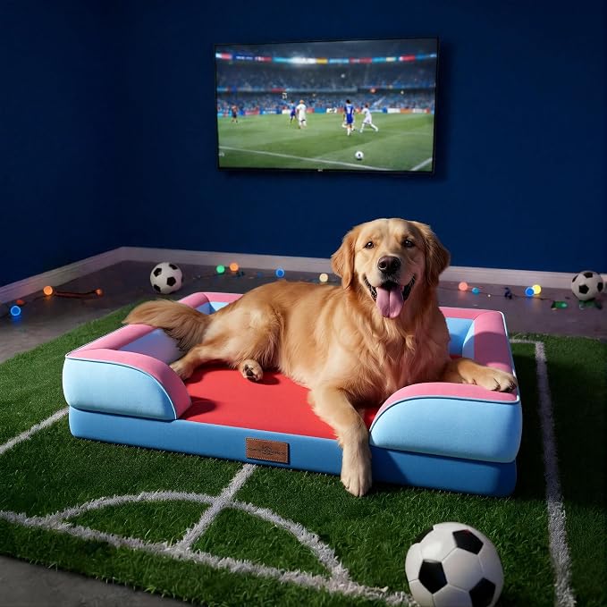 Comfort Expression Orthopedic Dog Bed for Extra Large Dogs 42x30 Inch, Waterproof Egg Crate Foam XL Pet Bed with Bolsters, Dog Couch with Washable Cover & Non-Slip Bottom, Atlanta