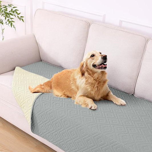 hyha Waterproof Dog Blanket, Soft Dog Bed Cover Pet Blankets, Waterproof Sofa Couch Cover for Dogs Washable, Reversible Pet Couch Covers for Sofa Furniture (40x70 Inch, Grey/Beige)