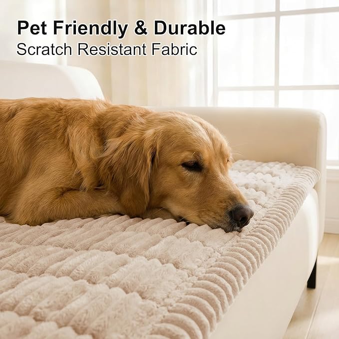 Smiry Couch Cover for Dogs, Non Slip Washable Sofa Protector for Pets, Soft Furniture Cover for Pet, Stylish Sofa Covers, Cozy Protect Against Fur, Dirt & Everyday Messes (Apricot, 43" x 63")