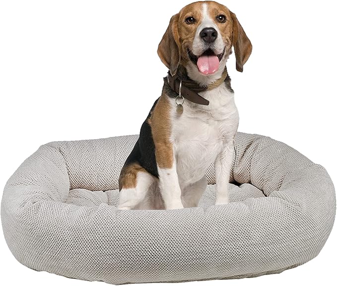 Bowsers Aspen Chenille Donut Bed for Dogs Calming Dog Bed with Removable Tufted Cushion and Overstuffed Bolster Ring Dog Bed with High Memory Polyester Fiber and Upholstery Grade Fabric Medium