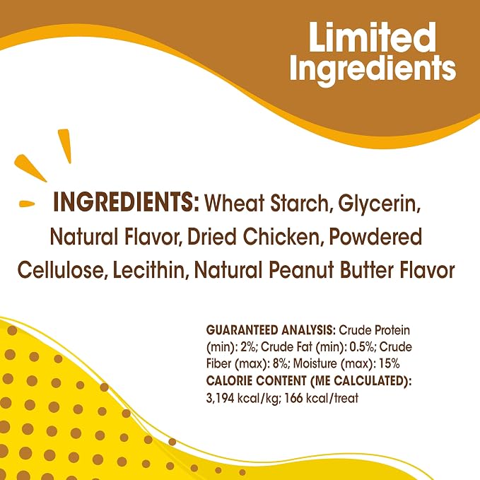 Nylabone Nubz Natural Dog Chew Treats for Large Dogs, Long Lasting Chew Bones Made in the USA, Chicken & Peanut Butter Flavor Dog Treats, for Dogs Over 30 lbs. (36 Count)