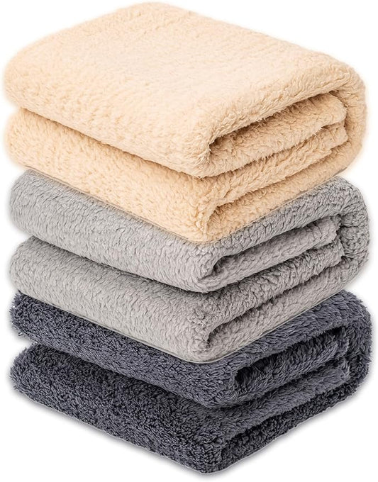 3 Blankets, Dog Cat Pet Blanket, Soft Warm Fleece, for Puppy, Small Dogs or Kitten, Cats, Plush Fuzzy Blanket for Bed, Sofa, Travel (32" x 24", 3/Pack, Beige+Light Gray+Dark Gray)