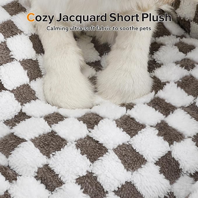JOEJOY Dog Bed for Large Medium Small Dogs - Rectangle Orthopedic Dog Sofa Bed, Cute Modern Puppy Bed with Jacquard Shaggy Plush & Anti Slip Bottom, 35x25x10inches, Cofffee