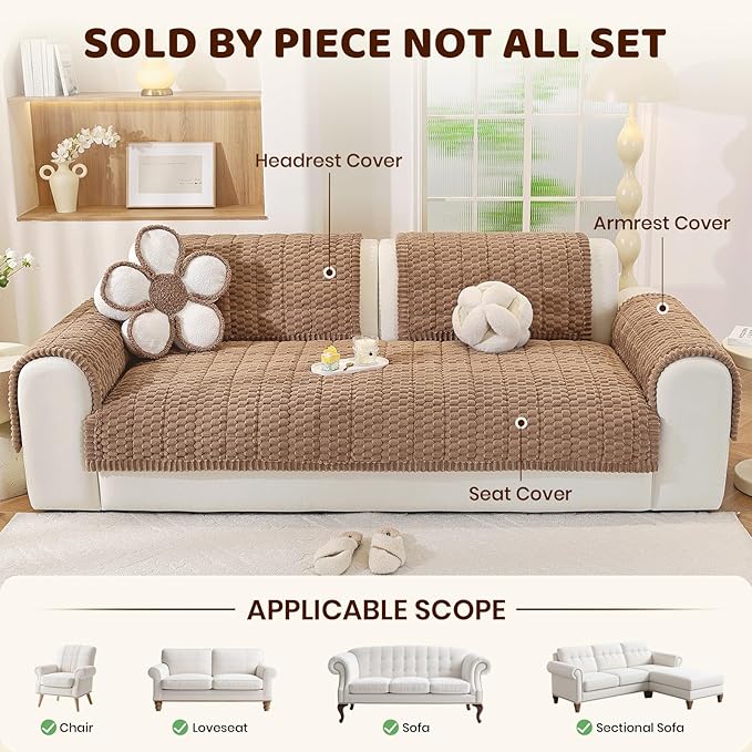 Royhom Couch Cover for Dogs Washable, Soft Thick Pet Couch Covers for Sofa, Pawcart Couch Protector Pet Friendly, Furniture Covers Dog Mat for Couches and Sofas (Brown, 35.4 x 82.7 Inch)