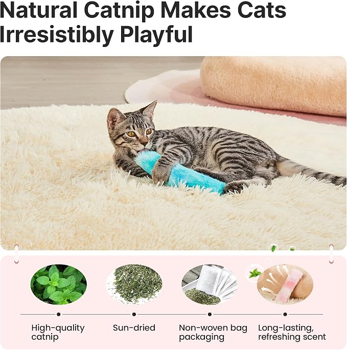 Potaroma Cat Toys Pillows, 3 Pcs, Soft and Durable Cat Crinkle Sound with Catnip Inside, Interactive Indoor Kitten Kicker, Promotes Kitty Exercise