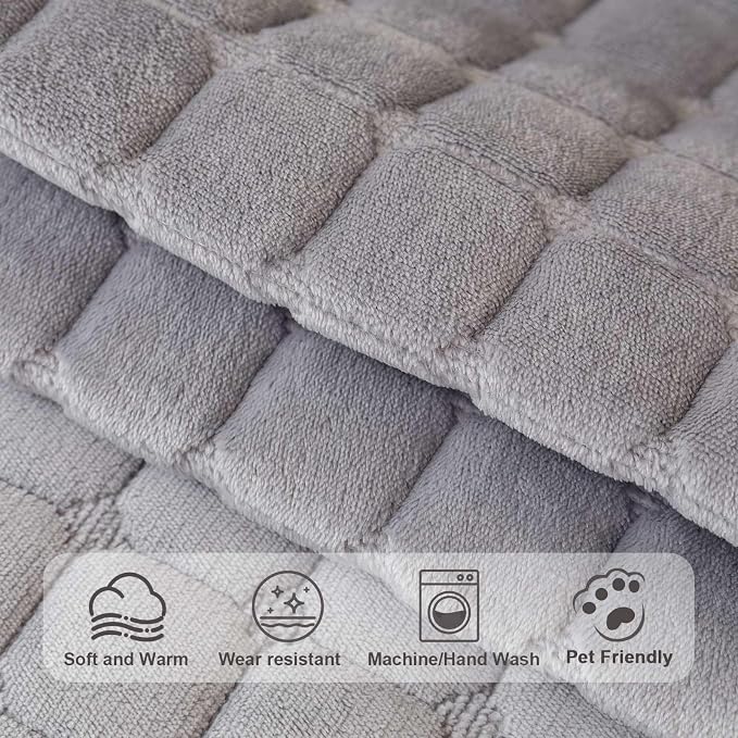Velvet Washable Couch Cover for Pets Dogs, Non Slip Sectional Sofa Covers for 3 Cushion Couch Sofa L Sharped Sofa Arm Slipcover, Furniture Protector Covers(1 PCS 36"x36" Light Grey)