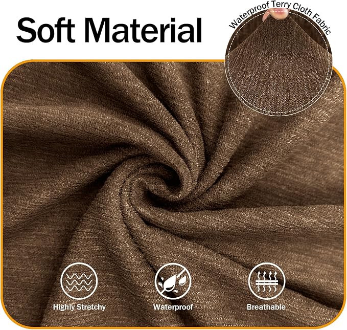 Waterproof Couch Cover, Stretch Non-Slip Oversized Sofa Slipcover with Elastic Bottom Stay-in-Place - Leakproof Furniture Protector for Kids & Pets - Washable (Oversized Sofa, Chocolate)