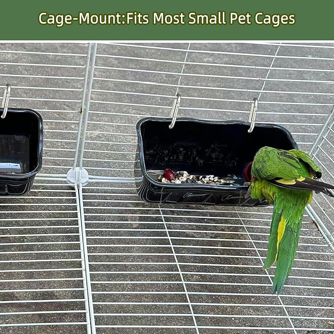 Hanging Chicken Feeders,Duck Feeder Waterer,Small Feed Trough 1.3 Quart 6 Pack,Hanging Fence Feed Trough for Poultry,Black