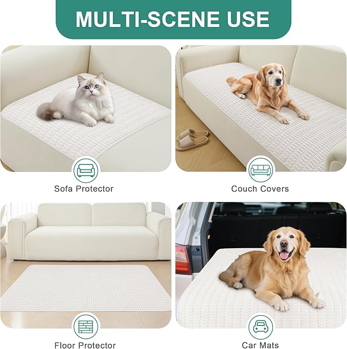 Foxdecor Couch Cover Sofa Covers Washable, Dog Bed Cover Couch Covers for 3 Cushion Couch Sofa Pet Friendly, Dog Couch Cover Furniture Covers for Pets.(White 32x82 inch)