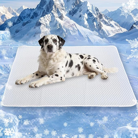 Dog Cooling Mat 60"x40" for Giant Dogs, Q-Max 0.4+ Ice-Silk Fabric, Waterproof & Machine Washable, Non-Slip Portable Pet Cooling Pad for Crate, Indoor & Outdoor Use (XL)