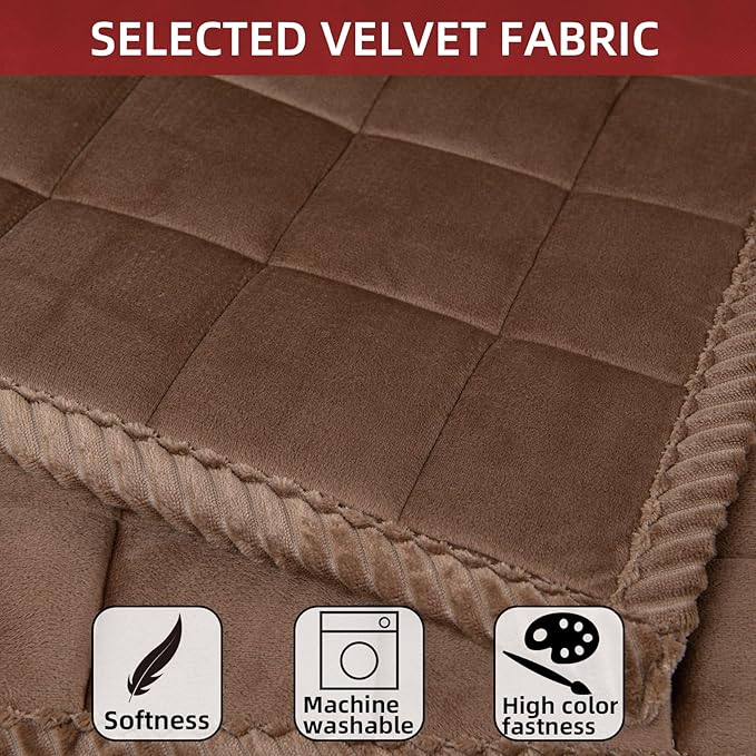 Couch Cover for Dogs Washable Pet Bed Fuzzy Pet Couch Covers Nonslip Couch Slipcover for Dogs, Kids, Pets Friendly Sofa Cover Loveseat Covers (Brown, 21''x21''/Square)
