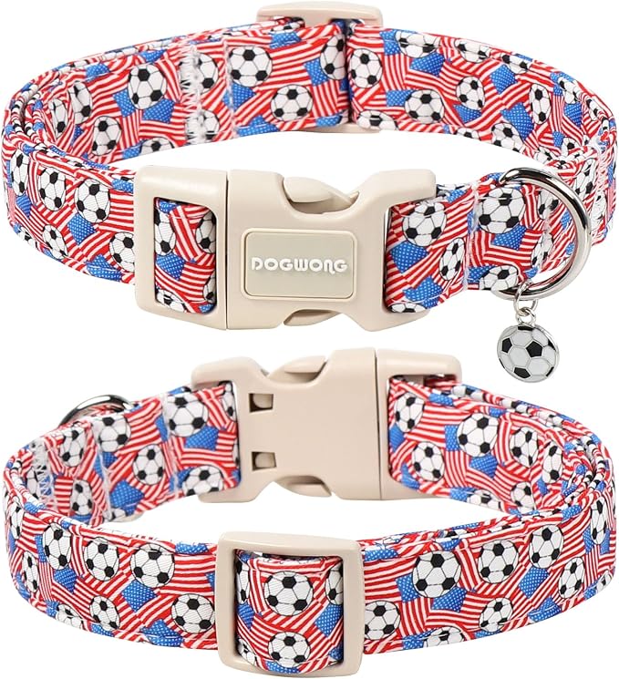 DOGWONG Football Dog Collar, Boy Dog Collar with Plastic Buckle,Male Football Dogs Collars for X-Small Puppies Dogs, Neck 8-12 inches