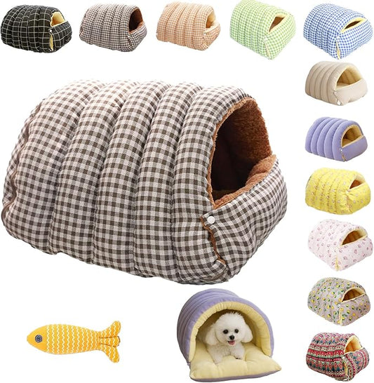 Cozy Monster Cat Bed, Niopets Cave Style Pet Bed, Warm Cats Tent Nest for Sleeping & Lounging, Removable and Washable Winter Closed-Off Cat Bed, Cute House for Small Dogs and Pets (H, Large)