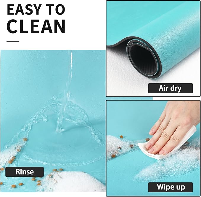 HotLive Dog Food Mat - Absorbent Cat Mat for Food and Water, No Stains Pet Feeding Bowl Mat, Easy to Clean Pet Placemats, Quick Dry Dog Water Dispenser Mat for Messy Drinkers | Teal 16"x 24"