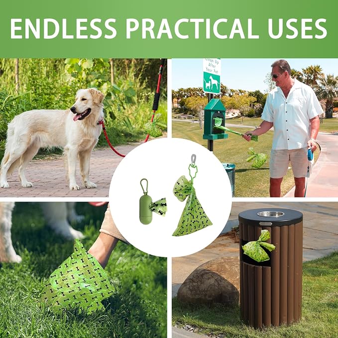 HZDHCLH Poop Bags for Dogs Leak Proof Extra Thick Dog Poop Bags, Green Bones 36 Rolls 9" x 13" Lavender Scented Pet Waste Bag, 540 Count