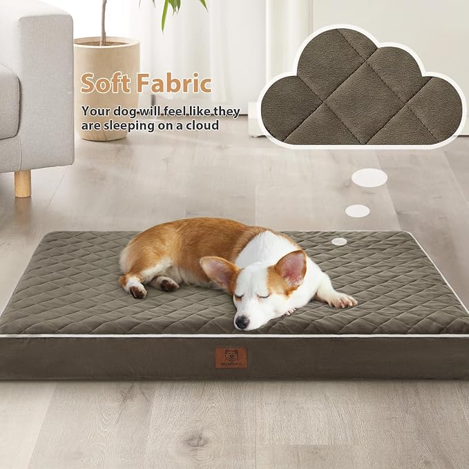 WNPETHOME Orthopedic Giant Dog Beds Large Sized Dog, Waterproof Extra Large Dogs Bed with Removable Washable Cover, Multi-Needle Quilting Dogs Crate Bed