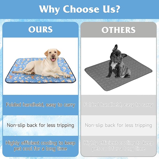 28"x22" Foldable Dog Cooling Mat, Washable Cooling Mat for Dogs, Soft Blanket for Dogs, Cats and Puppies, Small