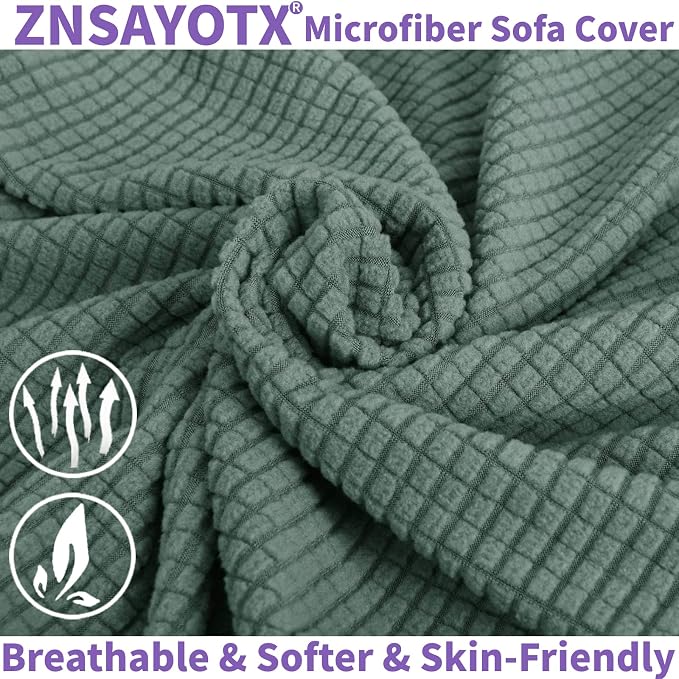 ZNSAYOTX Super Stretch Chair Slipcover Universal Sofa Chair Covers for Living Room Dogs Pet Furniture Protector Spandex Armchair Slipcovers with Anti Slip Foam Sticks (Pea Green, Chair)