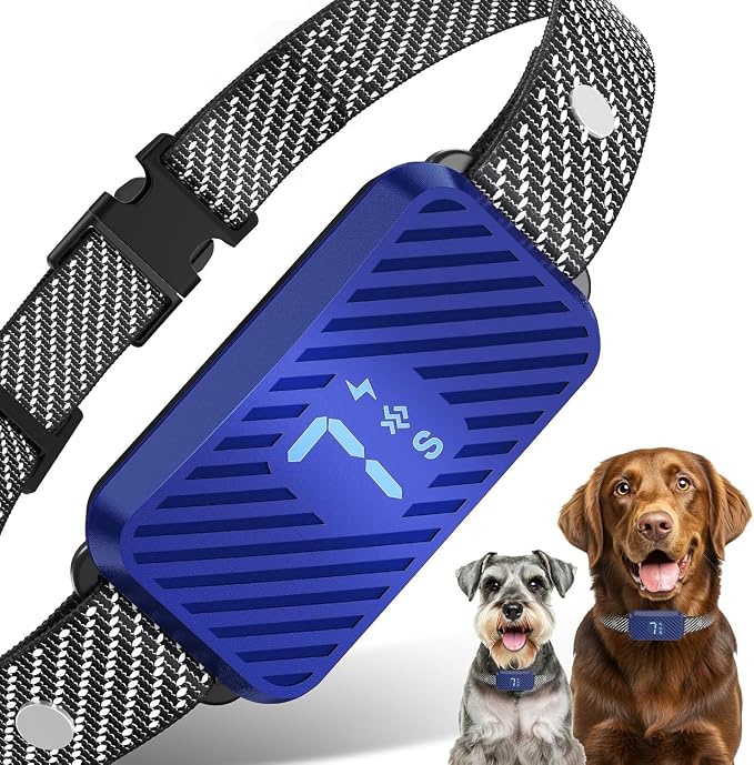 Dog Bark Collar for Large Medium Small Dogs, Effective No-Bark Collar, Smart Barking Collar, Rechargeable Bark Collar with 7 Sensitivity, 3 Modes, Waterproof (DarkBlue)
