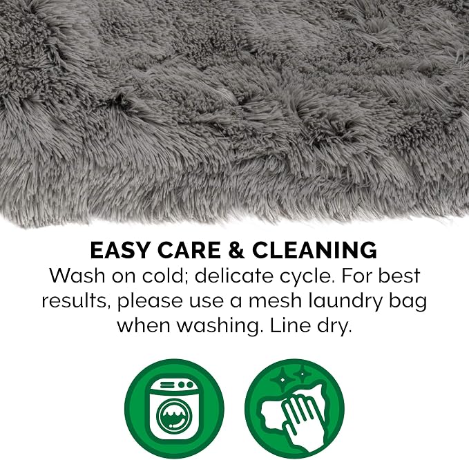 Furhaven Self-Warming Cat Bed for Indoor Cats, 4-Beds-in-1 & Washable - Plush Long Faux Fur Convertible Cuddler - Gray, Small