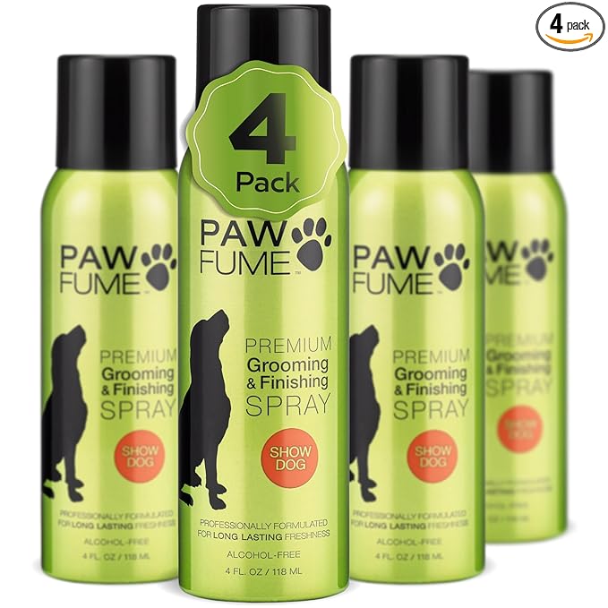 PAWFUME Dog Perfume Spray Long Lasting Scent for Grooming, Show Dog, 4-Pack – Keep Your Pup Fresh All Day – Hypoallergenic, Alcohol-Free, Detangling Formula – Moisturizing Pet Cologne Spray for Dogs