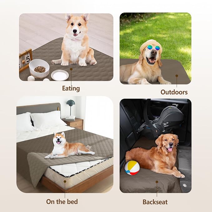 gogobunny 100% Double Sided Waterproof Dog Blanket Soft Pet Bed Cover Reversible Protect Furniture Couch Sofa Car for Puppy Cat Kids (Dark Walnut/Light Walnut, 32x53 Inch (Pack of 1))