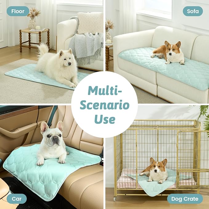 COZY KISS Dog&Cat Cooling Couch Cover, 27.5x59.0 Inch Waterproof Pet Pad, Q-Max > 0.4 Cool-Tech Fabric, Green