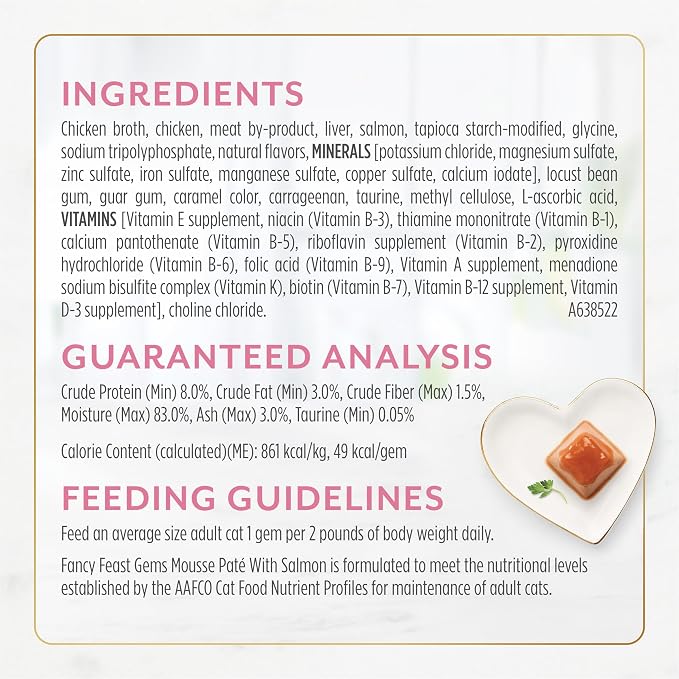 Fancy Feast Gems Pate Cat Food Mousse with Salmon and a Halo of Savory Gravy Cat Food - 4 oz. Boxes,(Pack of 16)