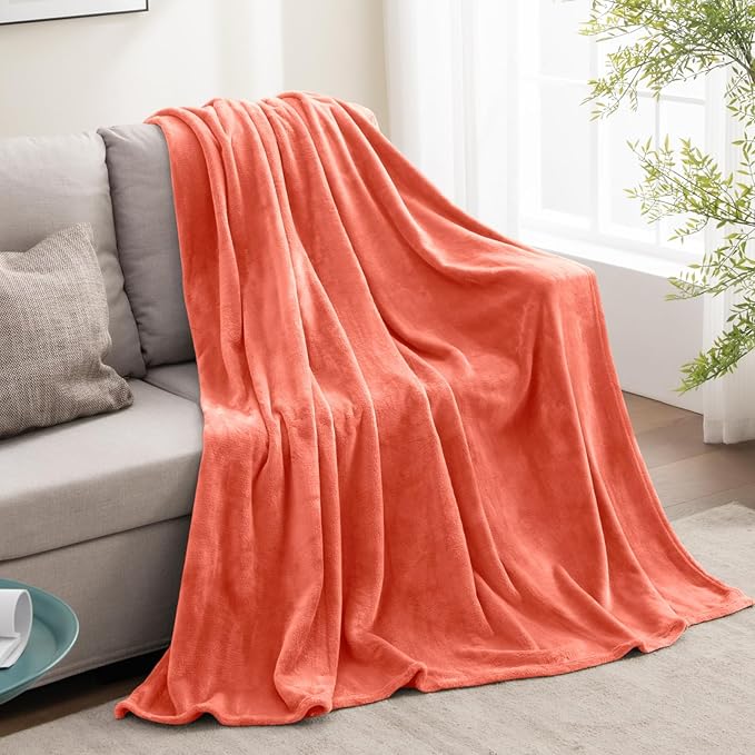 BEDELITE Fleece Blanket Coral Red Throw Blankets for Couch & Bed, Luxury Plush Cozy Fuzzy Blanket 50x60 inches, Super Soft Warm Lightweight Throw Blanket for Travel Camping
